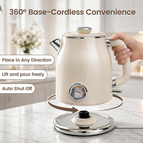 Mecity retro kettle stainless steel interior visual for BPA-free contact and safe boiling.