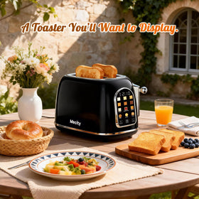 Mecity Toaster 2 Slice bagel program for perfect extra-thick slices.