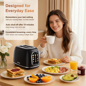 Mecity Toaster 2 Slice English muffin program demonstrates even toasting for small halves.