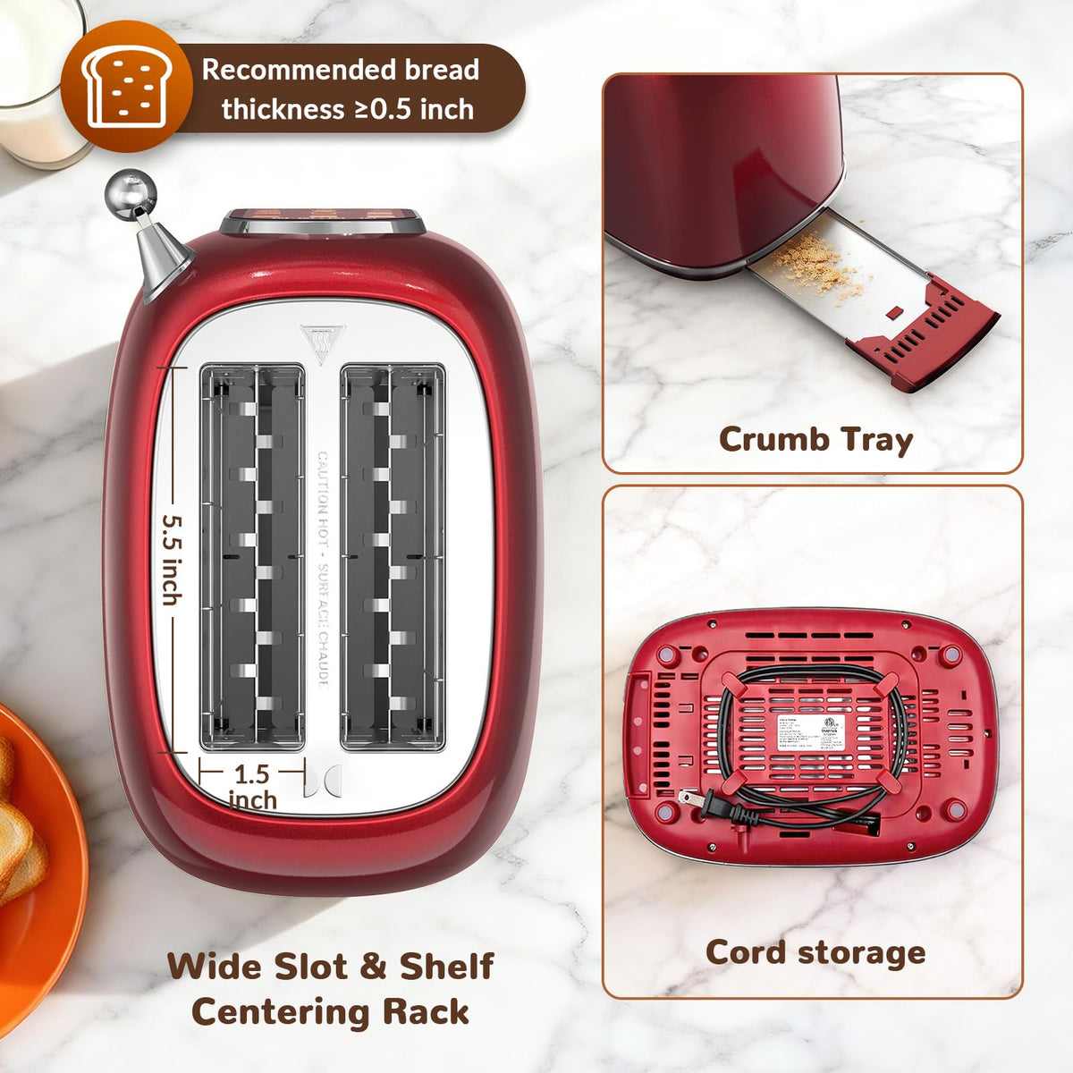 Mecity Toaster 2 Slice auto shut-off for safety