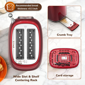 Mecity Toaster 2 Slice auto shut-off for safety
