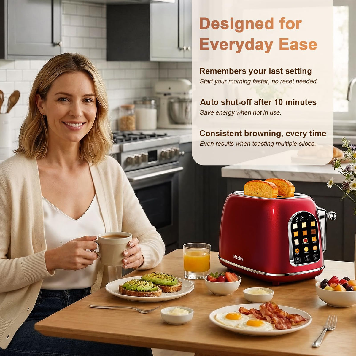 Mecity Toaster 2 Slice defrost and reheat functions in action