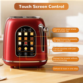 Mecity Toaster 2 Slice display of six bread programs on screen