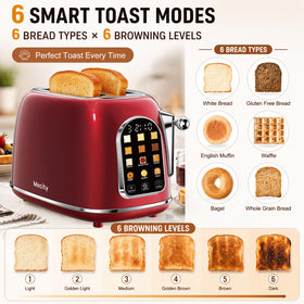 Mecity Toaster 2 Slice top close-up showing touchscreen controls
