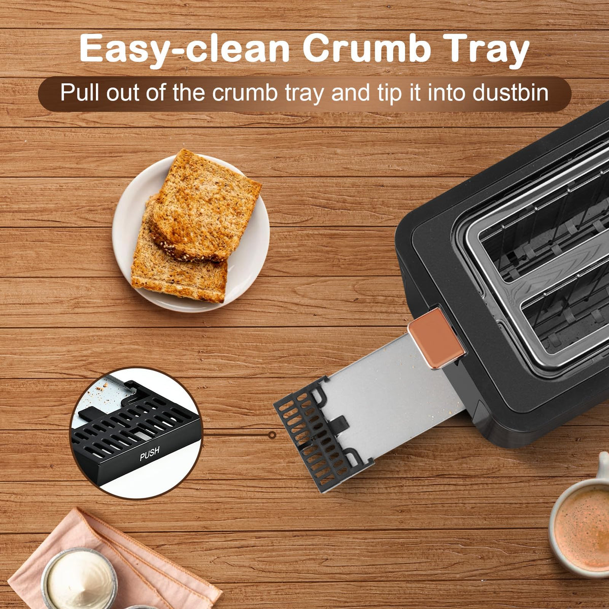 Mecity toaster bagel-defrost-reheat modes for versatile daily use.