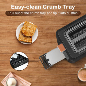 Mecity toaster bagel-defrost-reheat modes for versatile daily use.