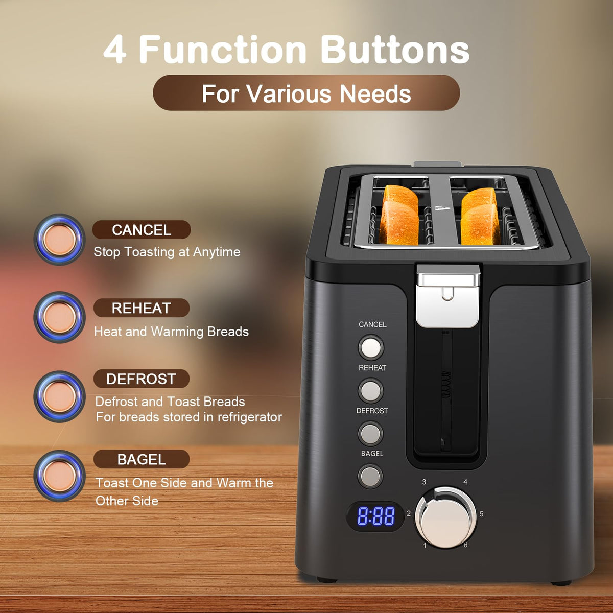 Mecity cancel function stops toasting anytime