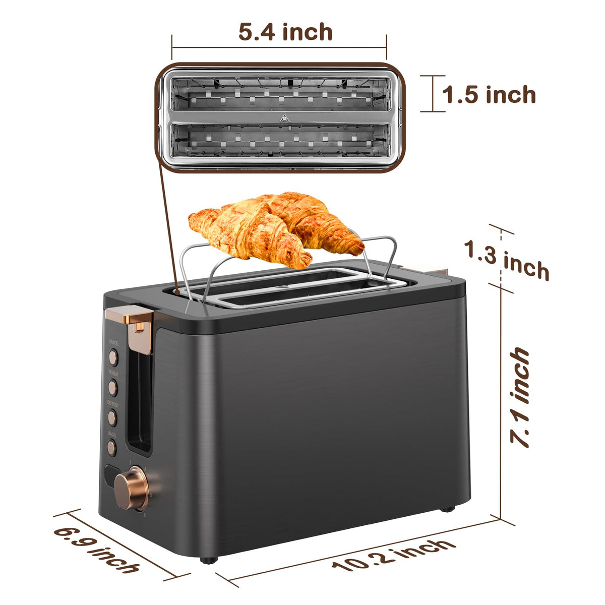 Mecity toaster cool outer-surface design reduces burn risk.