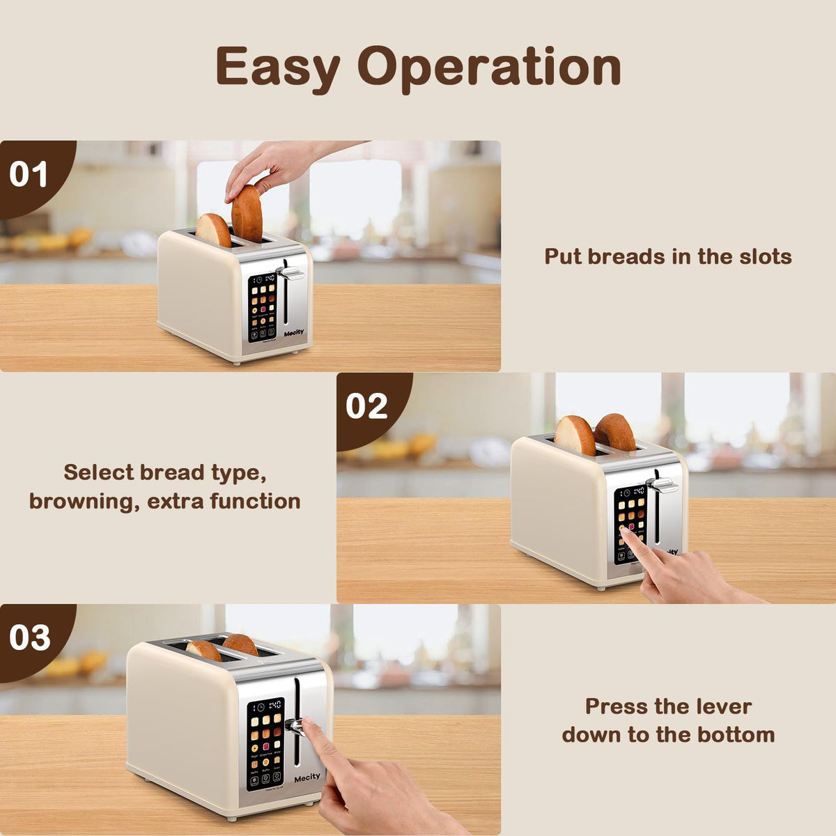 Mecity cream toaster defrost and reheat options for convenient breakfasts