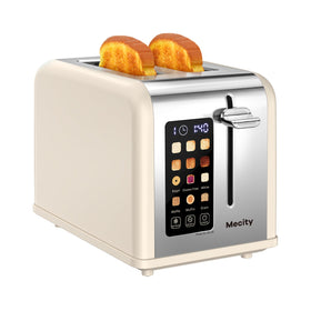 Mecity cream toaster front view with 1.5-inch slot for bagels and even browning