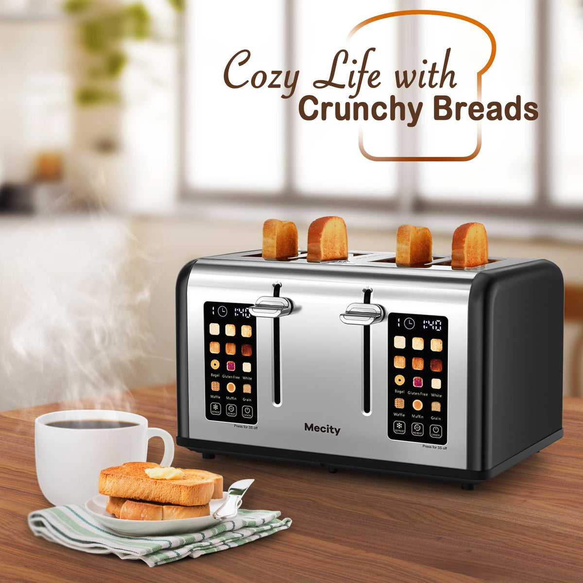 Mecity defrost and reheat timer for frozen bread