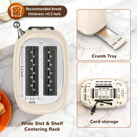 Mecity Toaster defrost function thaws bread evenly.