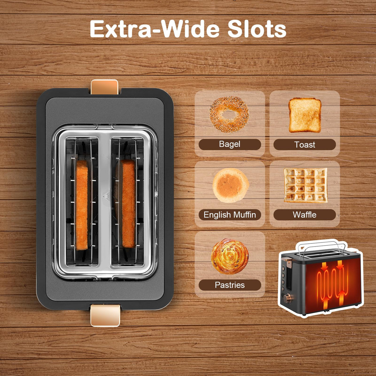 Mecity toaster digital countdown timer shows browning progress and time remaining.