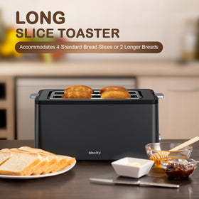 Mecity toaster slim design with extra-wide slots for two slices