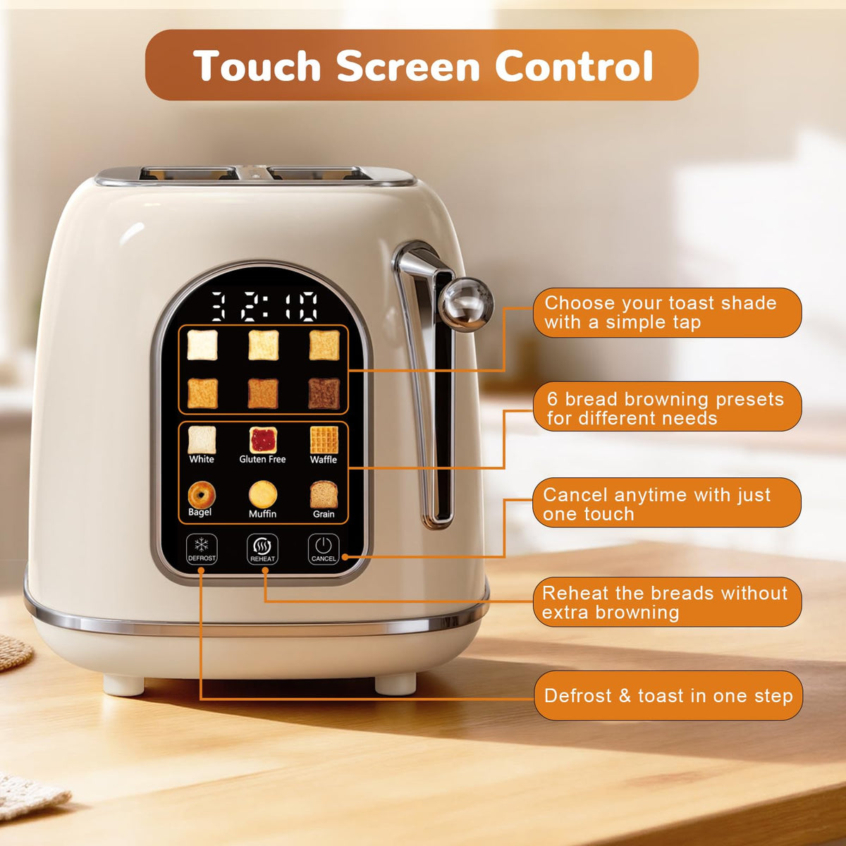Mecity Toaster wide slot for bread, ideal for bagels.