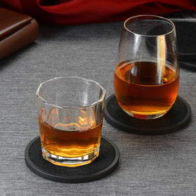 MECOWON coaster with felt insert in black, absorbs condensation quickly