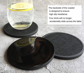 MECOWON metal holder in black keeps coasters organized