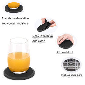 MECOWON silicone coaster base in black, non-slip and durable