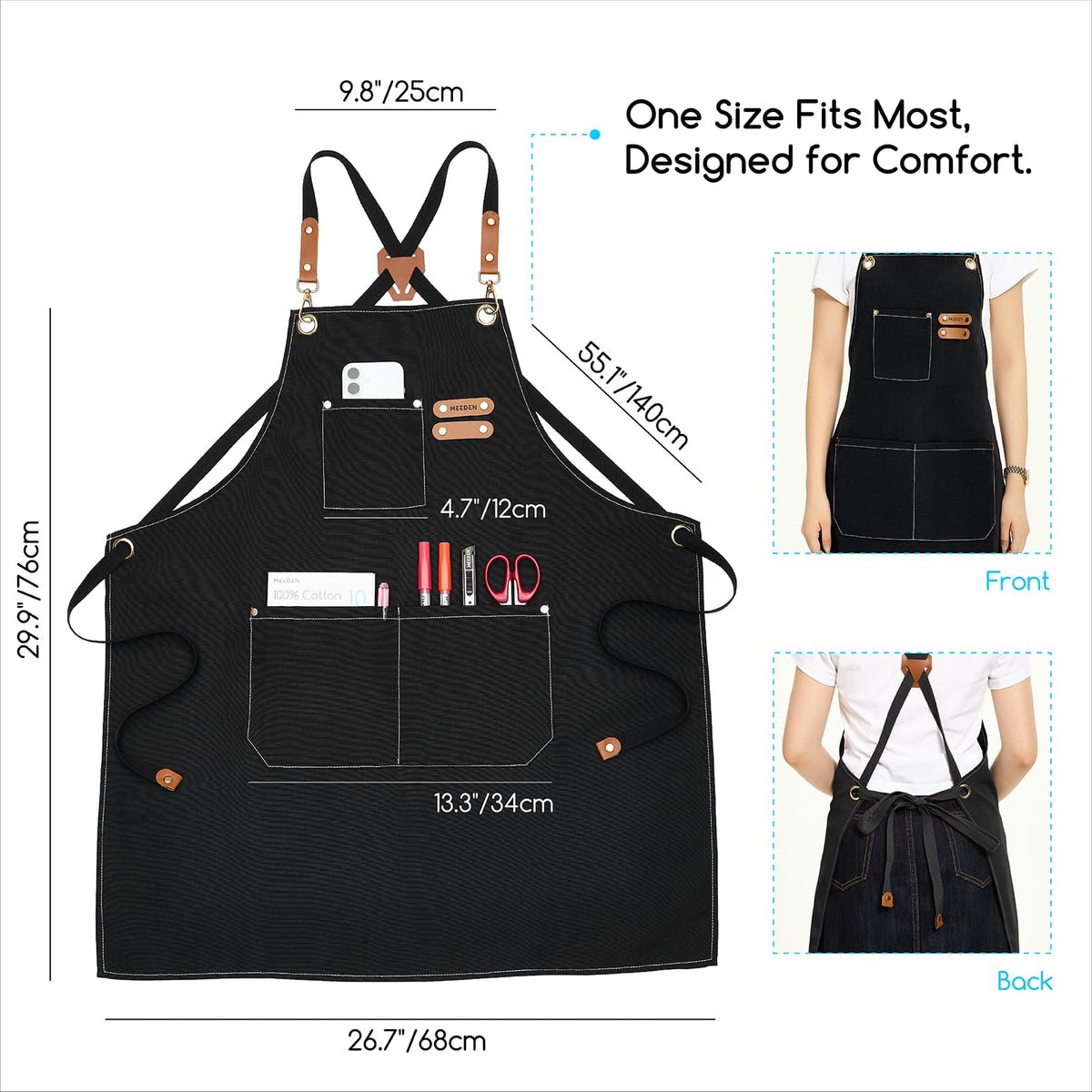 MEEDEN painting apron cross-back adjustable straps ensure comfortable long sessions