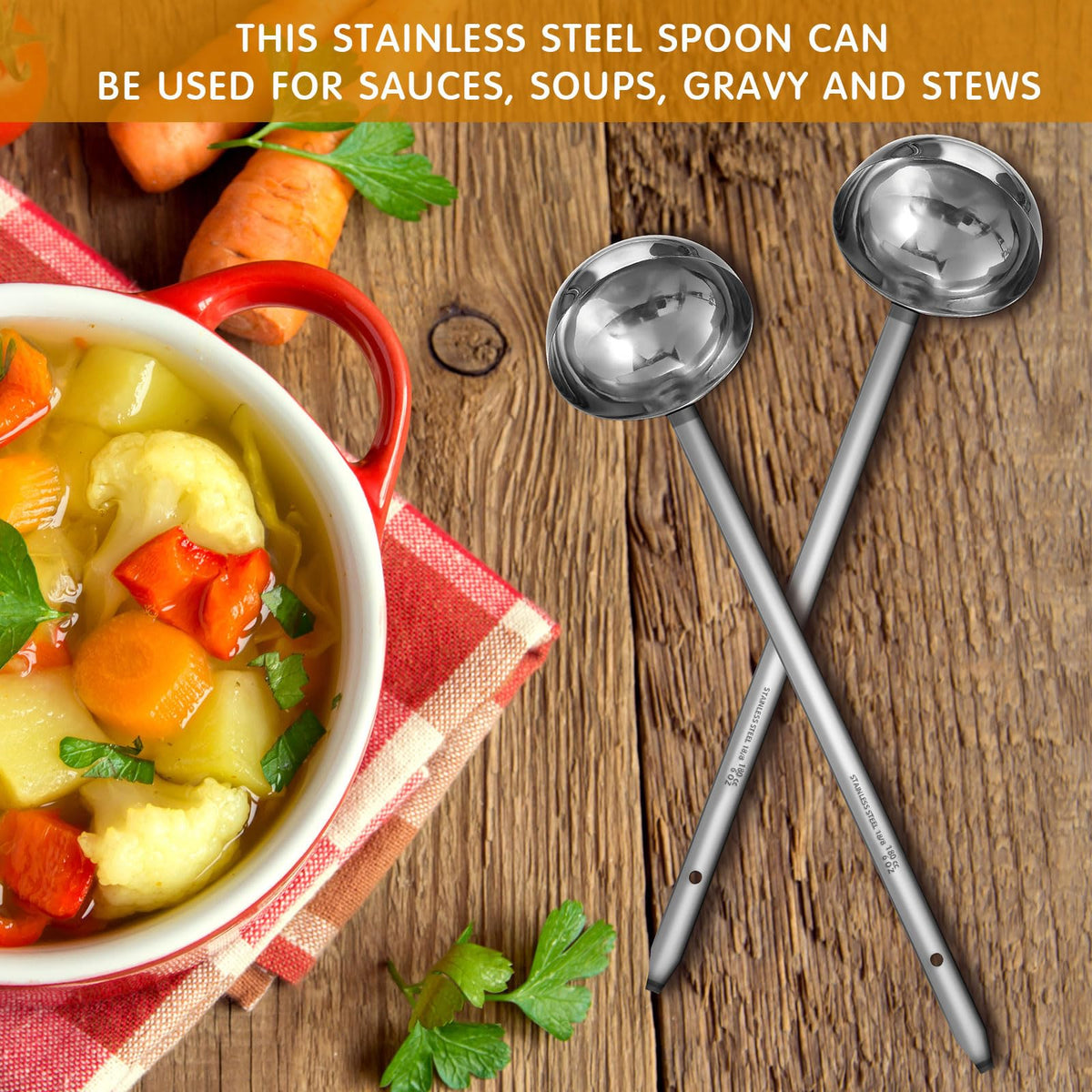 Meekoo ladle ideal for sauces and gravies with a smooth pour.
