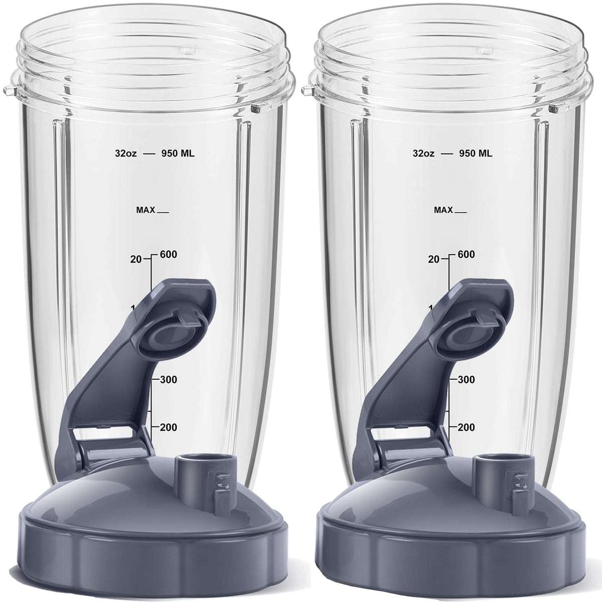 MEET JUICE 2-pack 32oz replacement cups with flip-top lids for on-the-go blends.