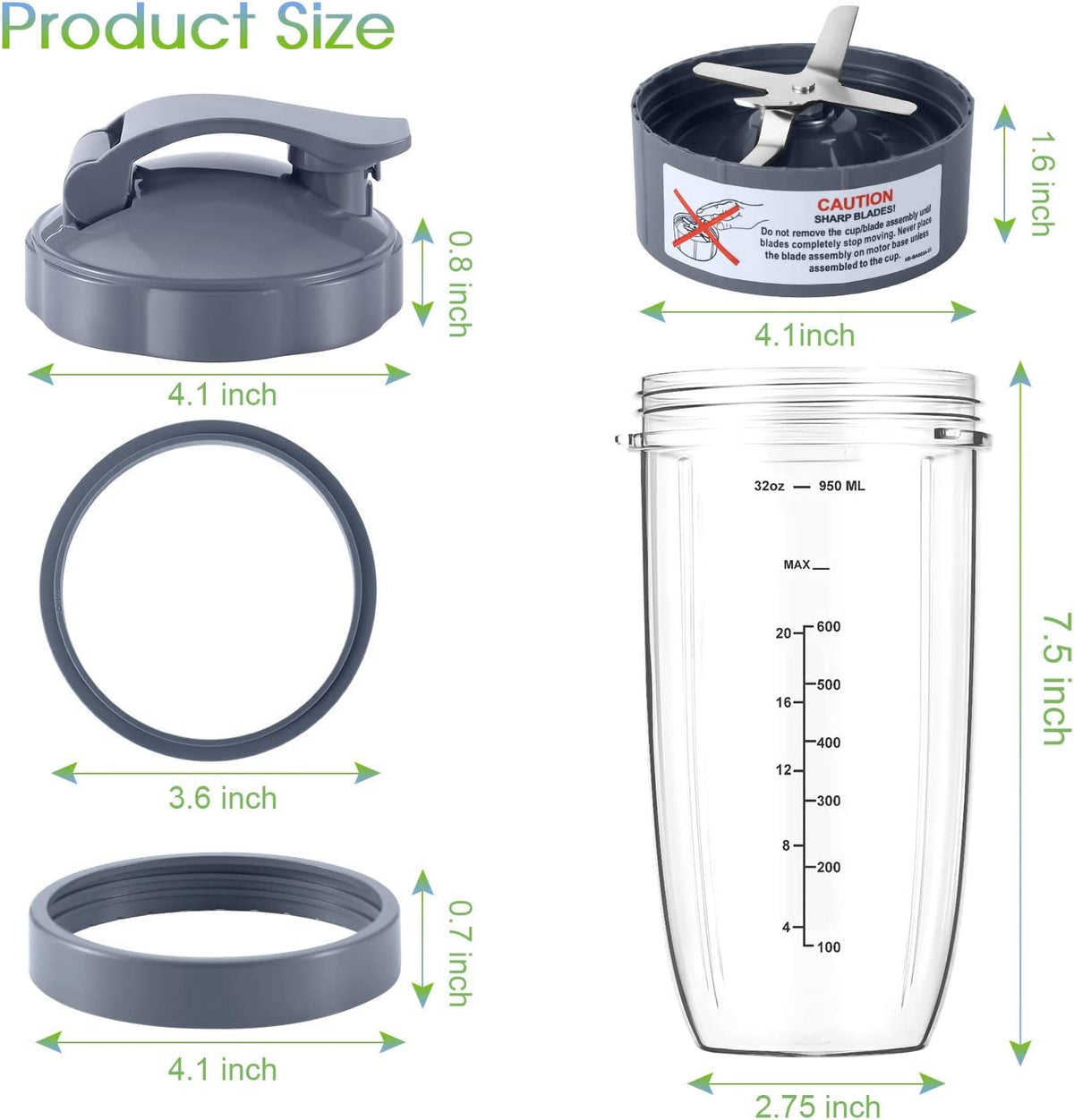 MEET JUICE 7-piece set compatible with NutriBullet 600W and 900W.