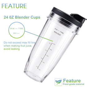 MEET JUICE Ninja Cups 24oz with leak-proof lid for mess-free travel