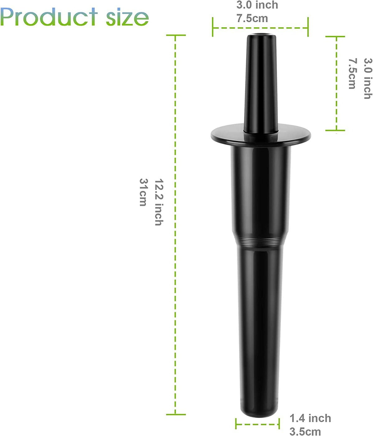 MEET JUICE tamper tool shows 320mm length for safe, controlled pushing of ingredients.