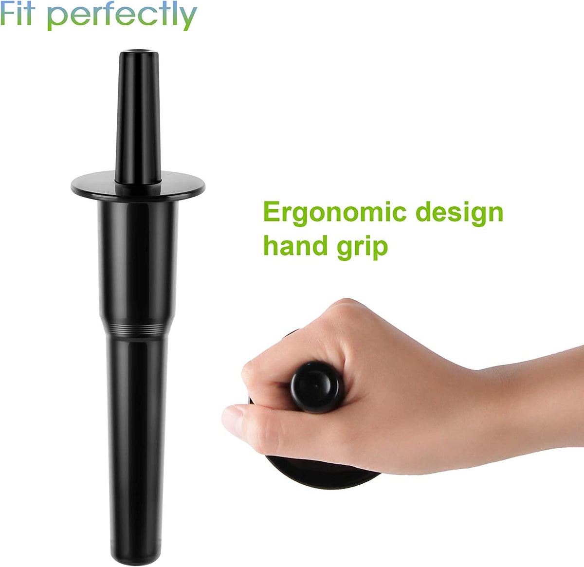 MEET JUICE tamper tool features a sleek black design for a clean look.