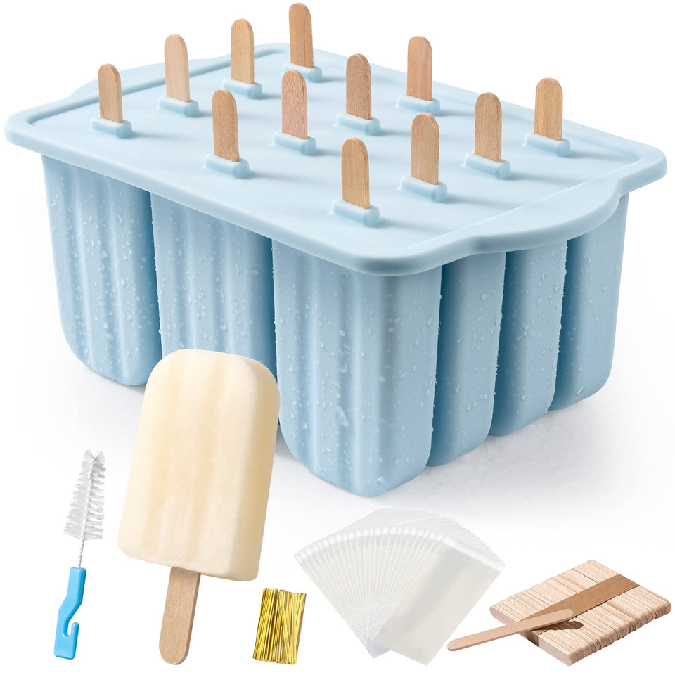 MEETRUE 12-cavity silicone popsicle molds for easy, healthy freezer treats.