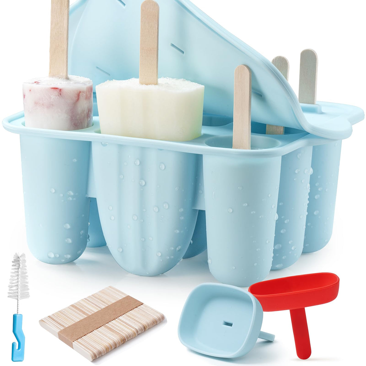 MEETRUE 9-cavity blue popsicle molds enable quick, homemade treats