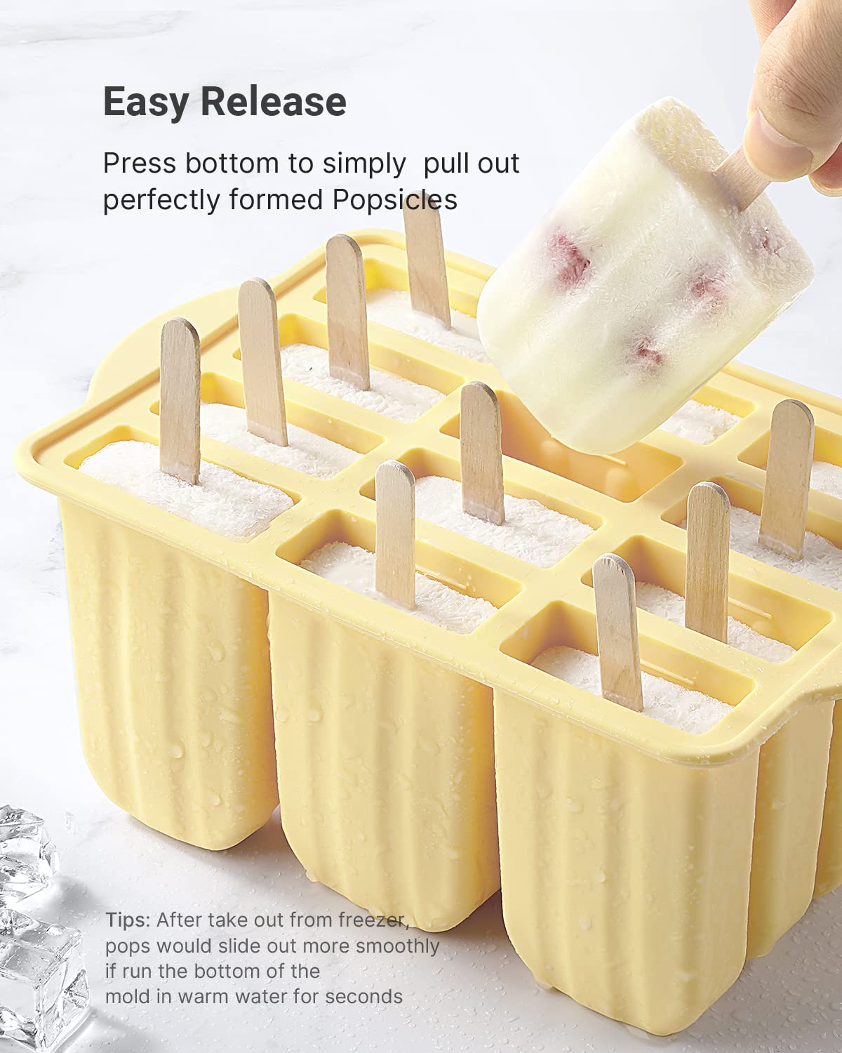 MEETRUE easy-release design helps unmold popsicles without breakage.