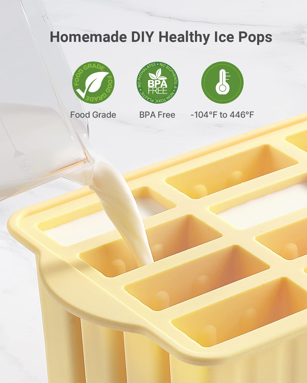 MEETRUE silicone mold featuring anti-slip base for stable freezing and handling.