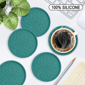 ME.FAN silicone coaster with deep tray design catching spills.