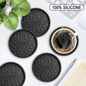 ME.FAN silicone coasters with deep tray design catching condensation from drinks