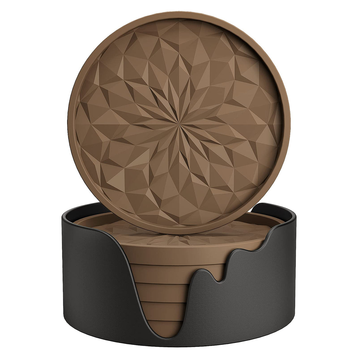 ME.FAN silicone coasters with holder six-pack protect surfaces from drinks.