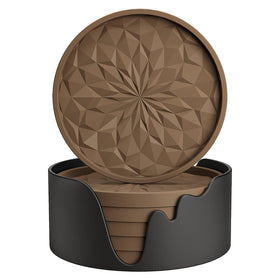 ME.FAN silicone coasters with holder six-pack protect surfaces from drinks.
