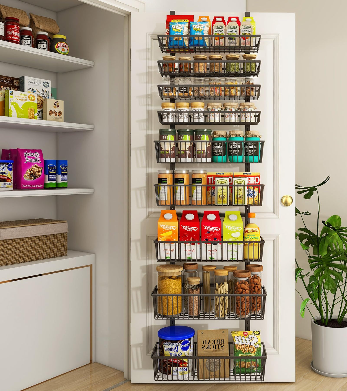 Mefirt 9 tier over the door pantry organizer on door for compact kitchen storage