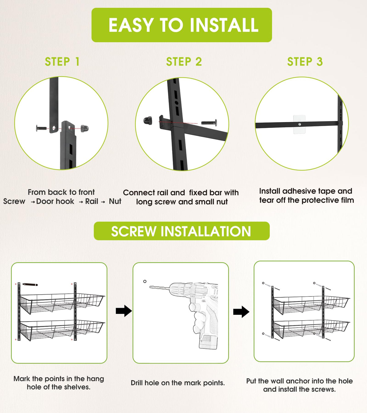 Includes six hooks and four adhesive stickers for stability.