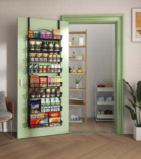 MeFirt back-of-door storage keeps spices visible and within reach.