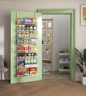 MEFIRT door-hanging organizer kitchen setup illustrates easy access and tidy countertops.
