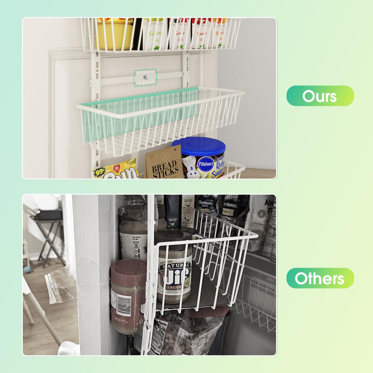 Mefirt door-hanging organizer loaded with jars of spices and bottles.