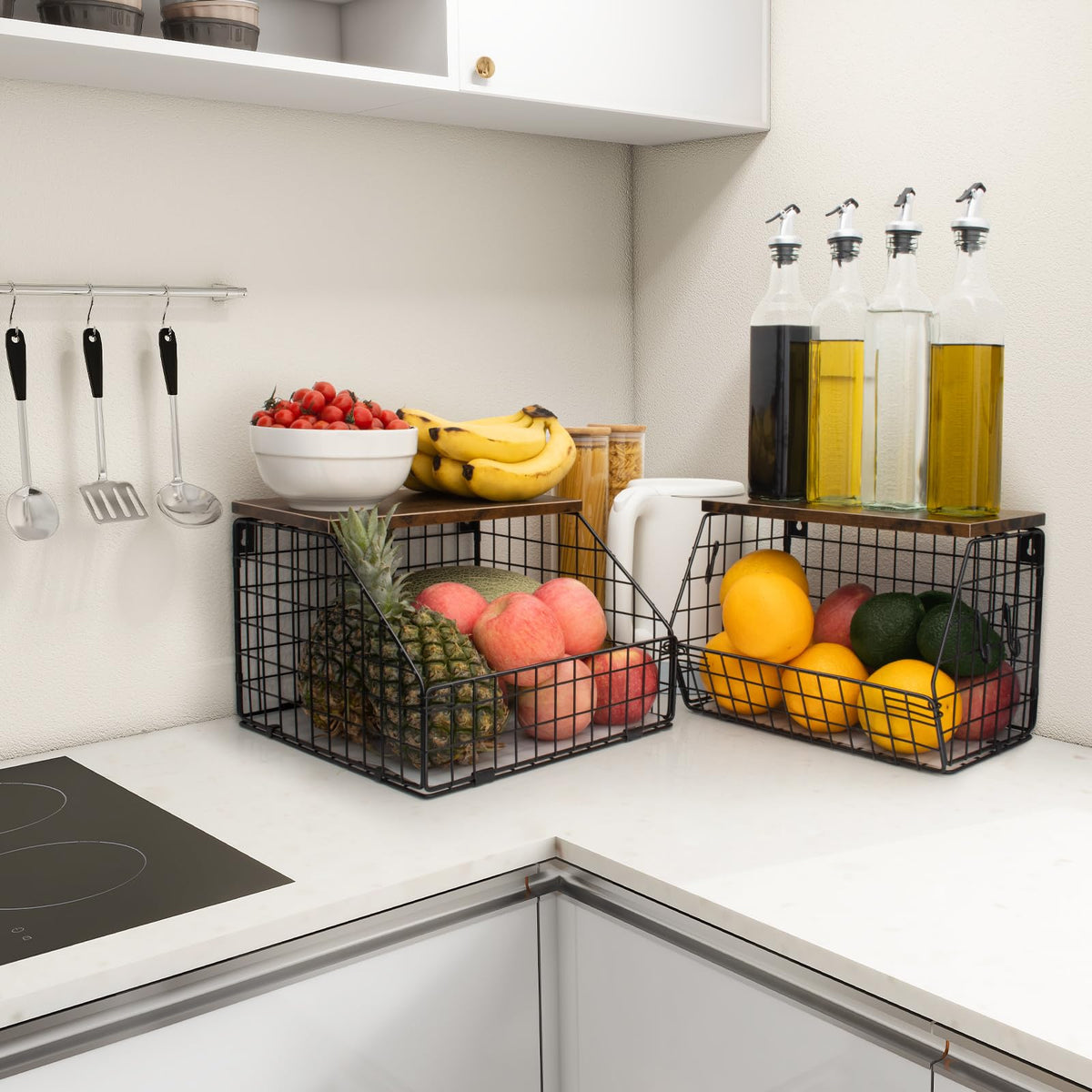 Mefirt foldable wire basket with lid expands storage space.