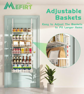 Six adjustable baskets from Mefirt provide flexible storage for jars and bottles.