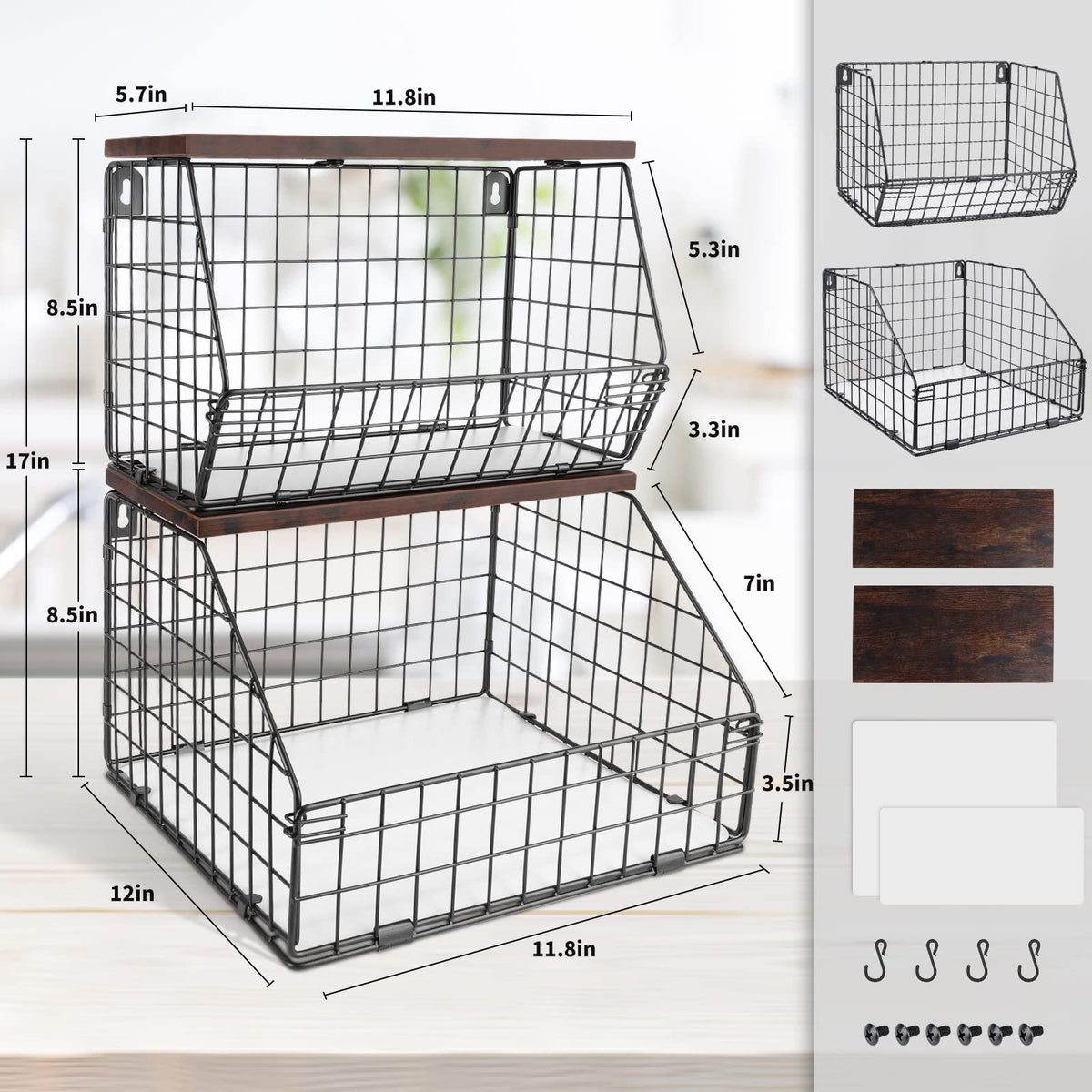 Mefirt large two-tier fruit basket keeps produce organized on the countertop.