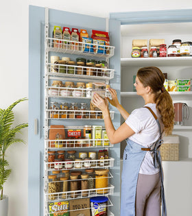MEFIRT pantry hanging storage six-hooks setup demonstrates versatile kitchen organization.