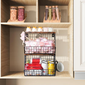 Mefirt stackable kitchen basket with lid for versatile storage