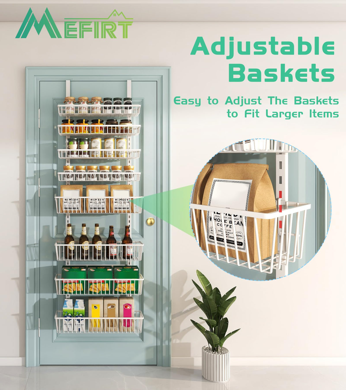 Mefirt stainless steel door hanging rack designed for daily durable organization.