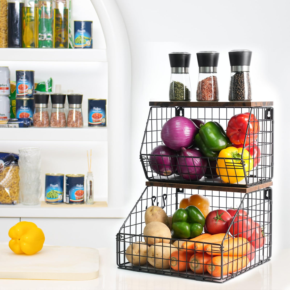 Mefirt carbon steel wire basket delivers sturdy, fade-resistant storage.
