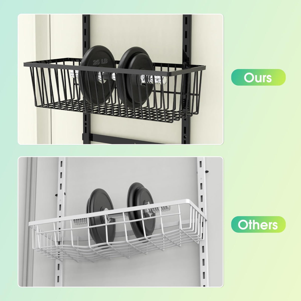 Mefirt wall mount option saves door space and keeps items accessible